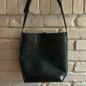 Jenni kayne raffia and leather bag guc